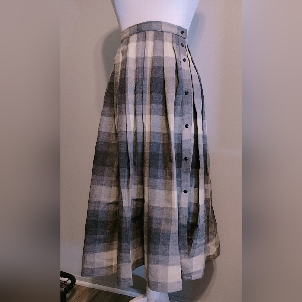 Vintage Lyn Bowling Wool Pleated Maxi Skirt